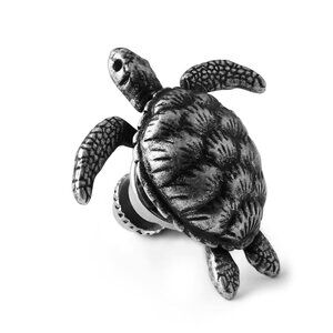 Mechanical Turtle Pin - Oxidised Finish - Silver Colour